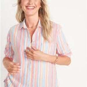 Old Navy Multicolor Stripe “The Boyfriend Shirt” Button Down
